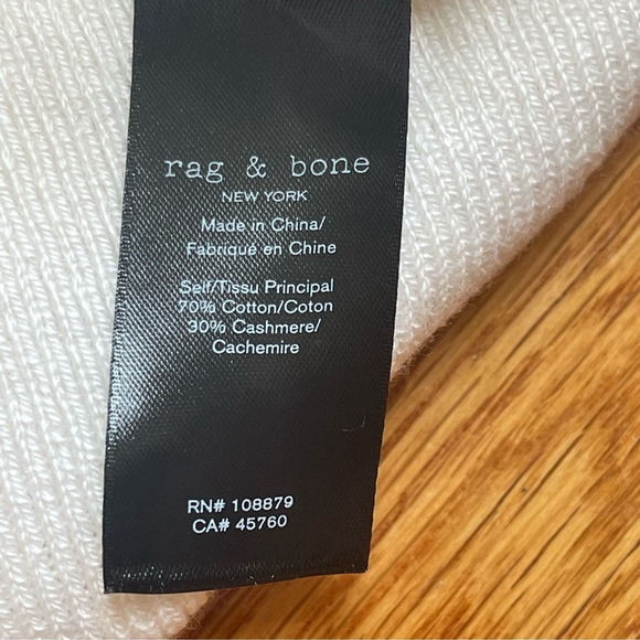 NWT Rag & Bone Brianne Cashmere/Cotton Ivory Knit Polo Academia Sweater, Size M - Picture 11 of 12